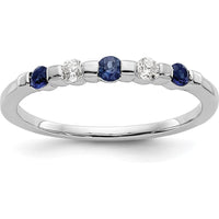14K White Gold Band with 0.05 Carat Blue Sapphires and 0.05 Carat Round Diamonds by 0