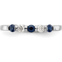 14K White Gold Band with 0.05 Carat Blue Sapphires and 0.05 Carat Round Diamonds by 0