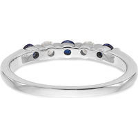 14K White Gold Band with 0.05 Carat Blue Sapphires and 0.05 Carat Round Diamonds by 0