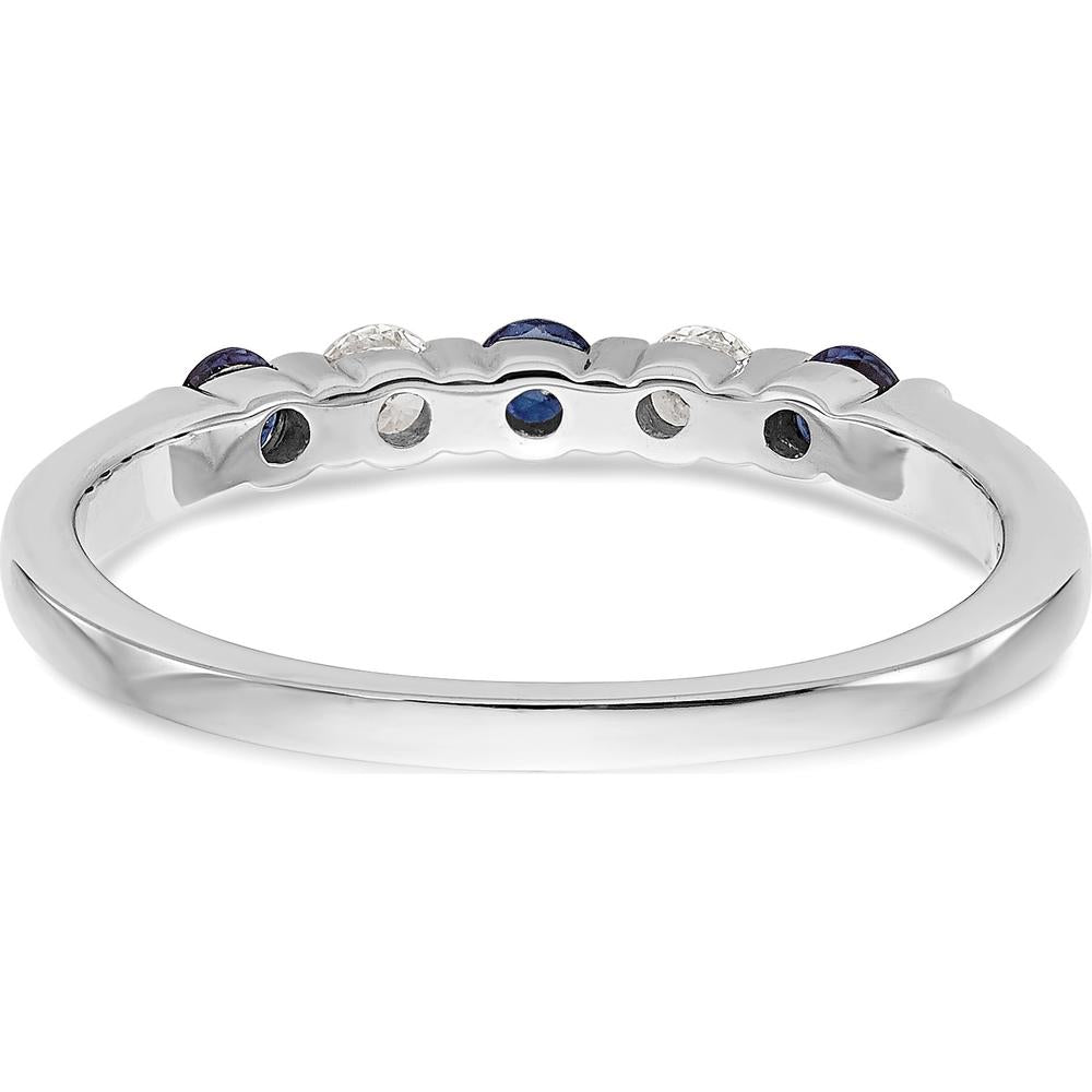 14K White Gold Band with 0.05 Carat Blue Sapphires and 0.05 Carat Round Diamonds by 0
