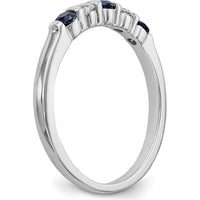 14K White Gold Band with 0.05 Carat Blue Sapphires and 0.05 Carat Round Diamonds by 0