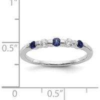 14K White Gold Band with 0.05 Carat Blue Sapphires and 0.05 Carat Round Diamonds by 0