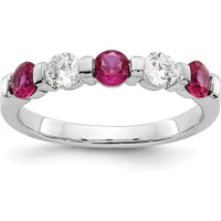 14K White Gold Band with 0.153 Carat Natural Round Rubies and 0.153 Carat Natural Round Diamonds by 0