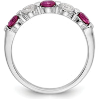 14K White Gold Band with 0.153 Carat Natural Round Rubies and 0.153 Carat Natural Round Diamonds by 0