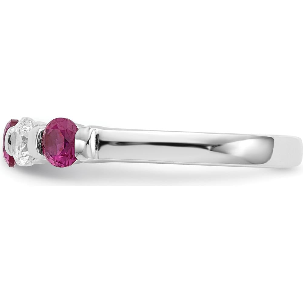 14K White Gold Band with 0.153 Carat Natural Round Rubies and 0.153 Carat Natural Round Diamonds by 0