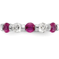 14K White Gold Band with 0.153 Carat Natural Round Rubies and 0.153 Carat Natural Round Diamonds by 0