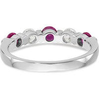 14K White Gold Band with 0.153 Carat Natural Round Rubies and 0.153 Carat Natural Round Diamonds by 0