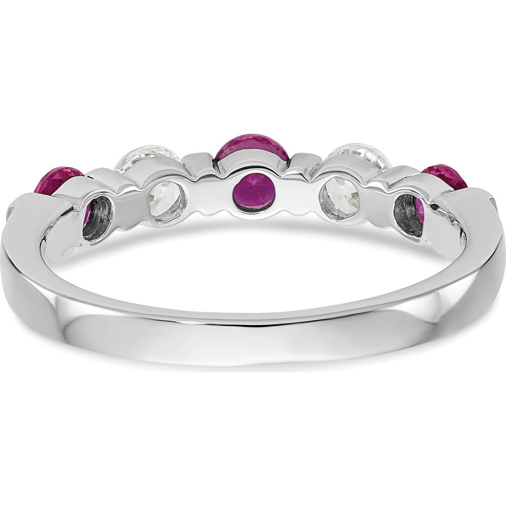 14K White Gold Band with 0.153 Carat Natural Round Rubies and 0.153 Carat Natural Round Diamonds by 0