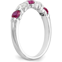 14K White Gold Band with 0.153 Carat Natural Round Rubies and 0.153 Carat Natural Round Diamonds by 0