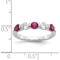 14K White Gold Band with 0.153 Carat Natural Round Rubies and 0.153 Carat Natural Round Diamonds by 0