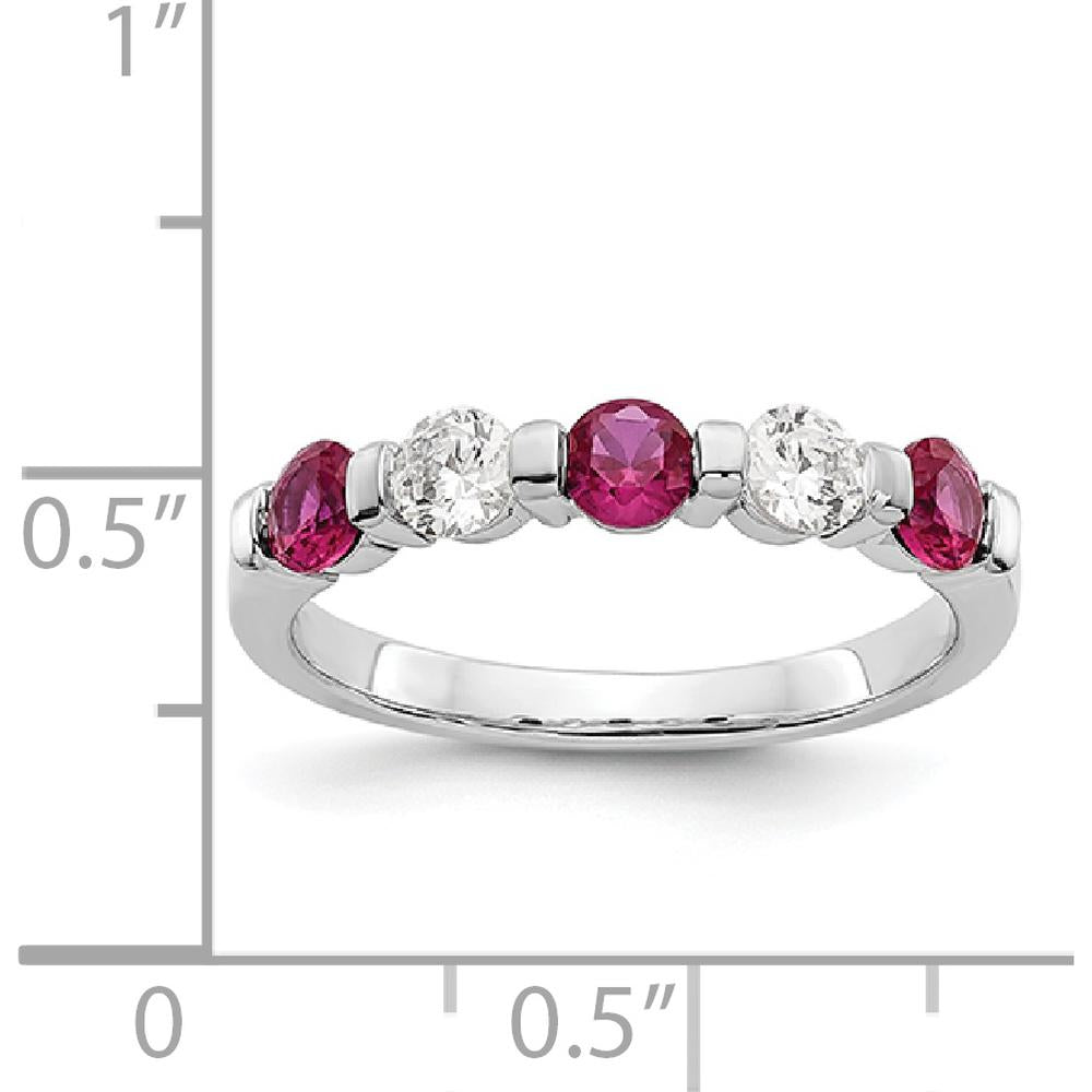 14K White Gold Band with 0.153 Carat Natural Round Rubies and 0.153 Carat Natural Round Diamonds by 0