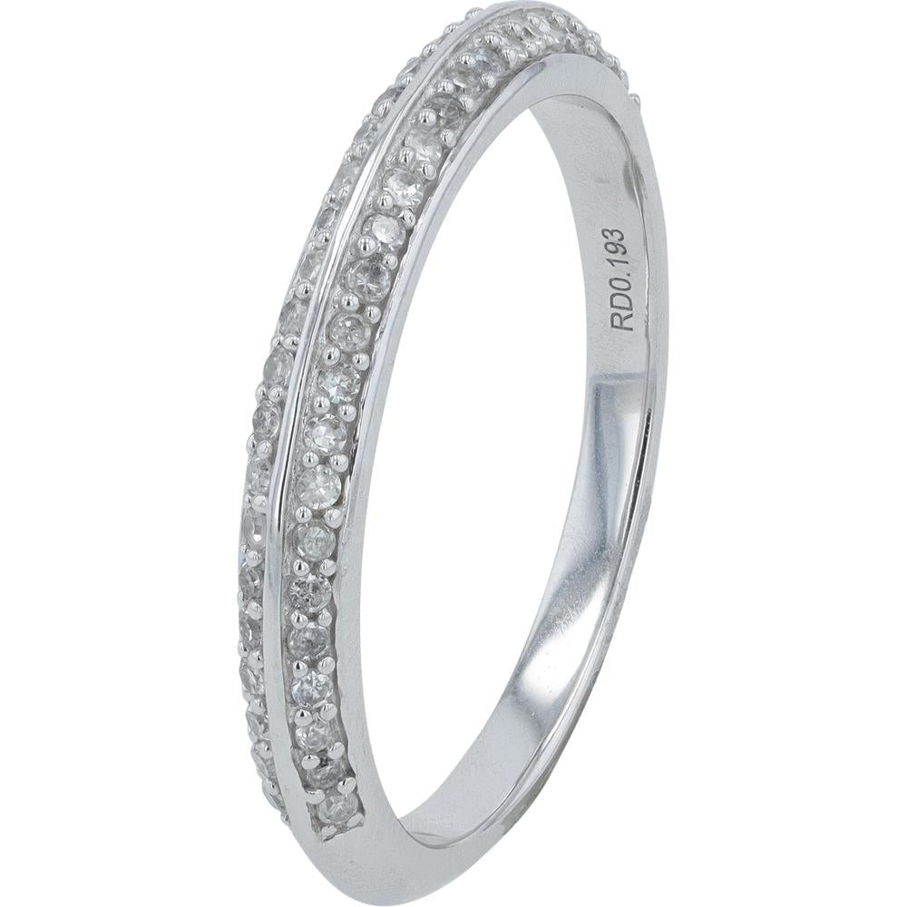 14K White Gold Band with 0.20 Carats of Round Diamonds - Timeless Elegance