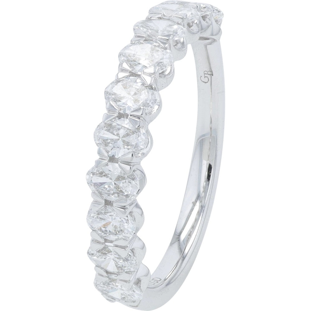 14K White Gold Band with 1 Carat Total Weight Round Cut Lab Grown Diamonds