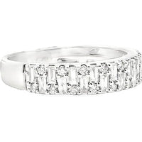14K White Gold Band with Alternating Baguette and Round Diamonds - 0.76 Carat Total Diamond Weight by Auriventus