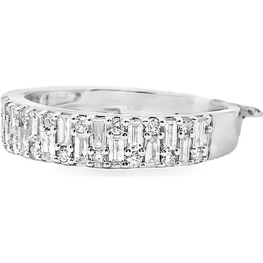 14K White Gold Band with Alternating Baguette and Round Diamonds - 0.76 Carat Total Diamond Weight by Auriventus