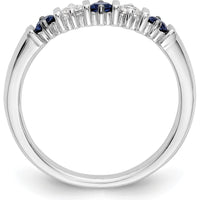 14K White Gold Band with Alternating Round Blue Sapphires and Diamonds - 0.20 Carat Total Gem Weight by 0