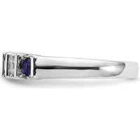 14K White Gold Band with Alternating Round Blue Sapphires and Diamonds - 0.20 Carat Total Gem Weight by 0