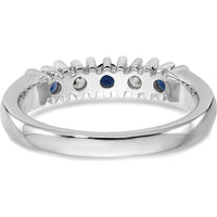 14K White Gold Band with Alternating Round Blue Sapphires and Diamonds - 0.20 Carat Total Gem Weight by 0