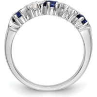 14K White Gold Band with Alternating Round Diamonds (0.20ct) and Blue Sapphires (0.20ct) by 0