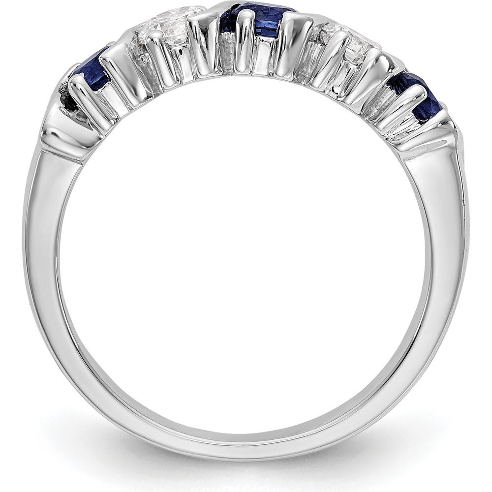 14K White Gold Band with Alternating Round Diamonds (0.20ct) and Blue Sapphires (0.20ct) by 0