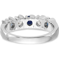 14K White Gold Band with Alternating Round Diamonds (0.20ct) and Blue Sapphires (0.20ct) by 0