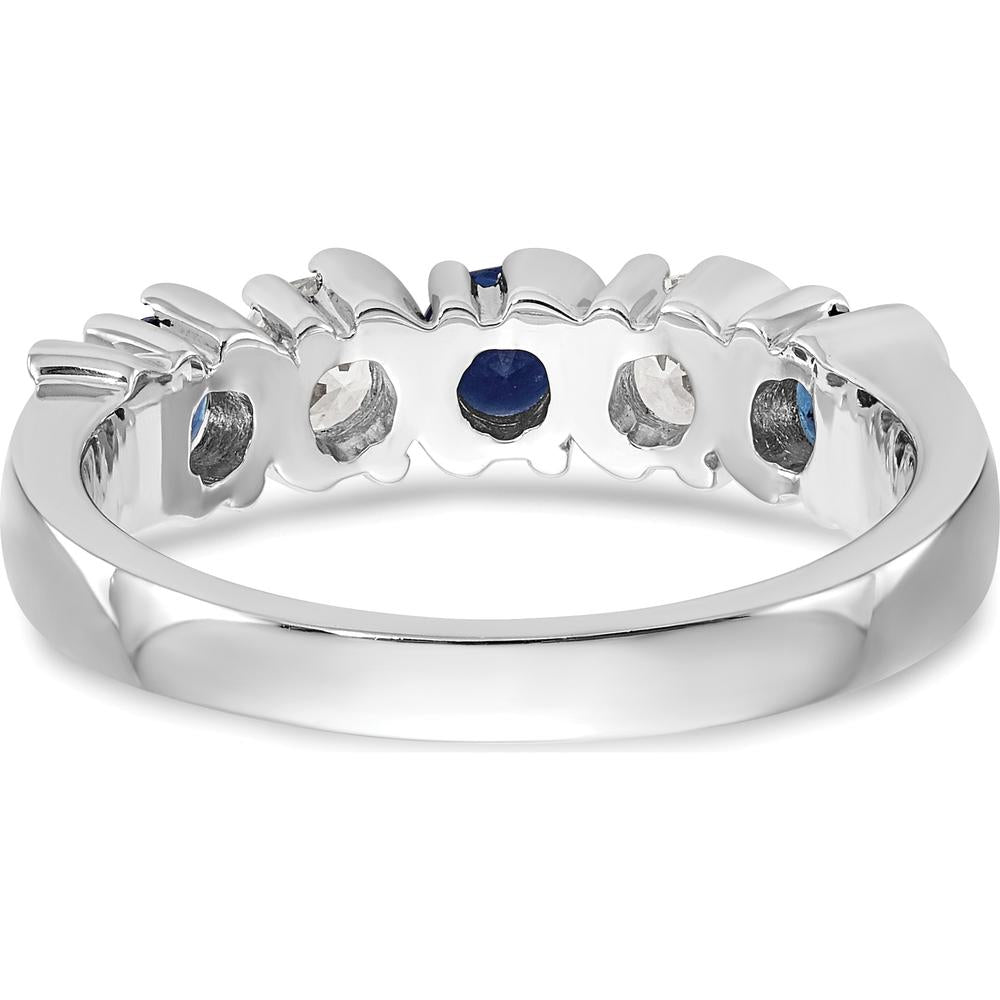 14K White Gold Band with Alternating Round Diamonds (0.20ct) and Blue Sapphires (0.20ct) by 0