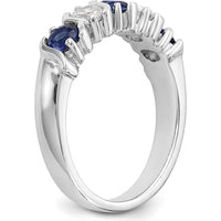 14K White Gold Band with Alternating Round Diamonds (0.20ct) and Blue Sapphires (0.20ct) by 0