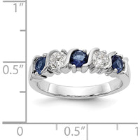 14K White Gold Band with Alternating Round Diamonds (0.20ct) and Blue Sapphires (0.20ct) by 0