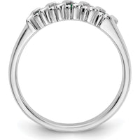 14K White Gold Band with Alternating Round Diamonds and Emeralds - 0.09 Carat Total Gemstone Weight by 0