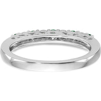 14K White Gold Band with Alternating Round Emeralds (0.05ct) and Diamonds (0.03ct) by 0