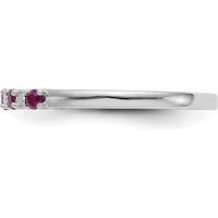14K White Gold Band with Alternating Round Rubies (0.04ct) and Round Diamonds (0.012ct) by 0