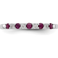 14K White Gold Band with Alternating Round Rubies (0.04ct) and Round Diamonds (0.012ct) by 0