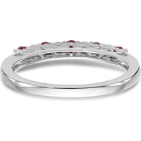 14K White Gold Band with Alternating Round Rubies (0.04ct) and Round Diamonds (0.012ct) by 0