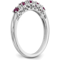 14K White Gold Band with Alternating Round Rubies (0.04ct) and Round Diamonds (0.012ct) by 0