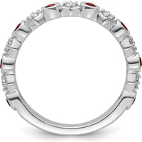 14K White Gold Band with Bezel Set Round Rubies and Diamonds - Polished Finish by 0