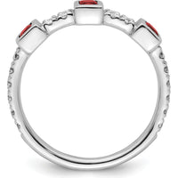14K White Gold Band with Bezel-Set Rubies and Round Diamonds - 0.74 Carat Total Gemstone Weight by 0