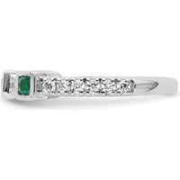 14K White Gold Band with Bezel Set Square Emeralds and Prong Set Round Diamonds by 0
