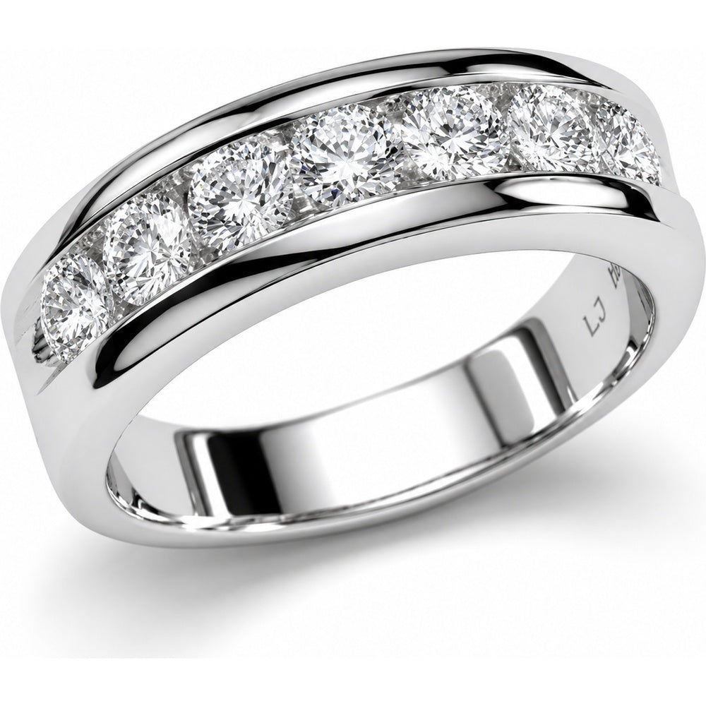 14K White Gold Band with Channel Set Round Lab Grown Diamonds - 1.00 Carat Total Diamond Weight by Auriventus