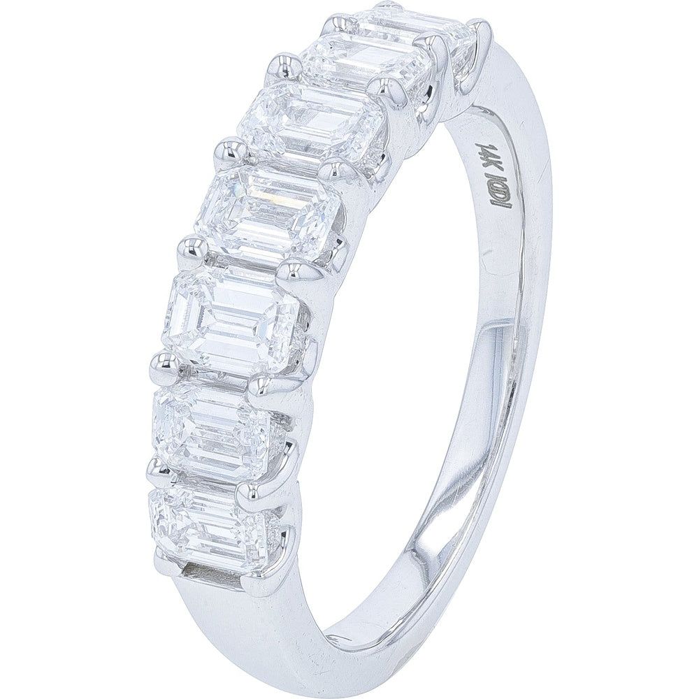 14K White Gold Band with Emerald Cut Lab Grown Diamonds - 1.50 Carat Total Diamond Weight