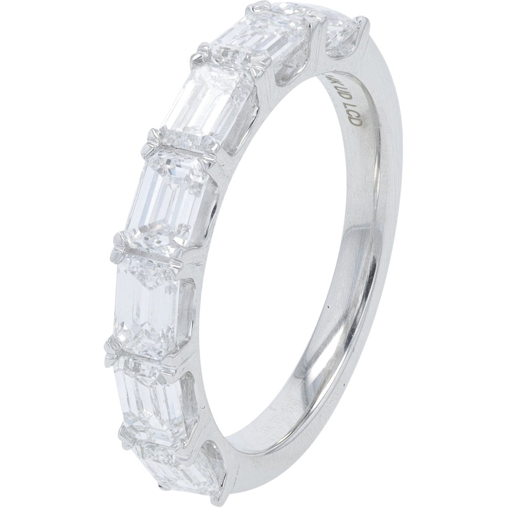 14K White Gold Band with Emerald-Cut Lab Grown Diamonds - 2.00 Carat Total Diamond Weight