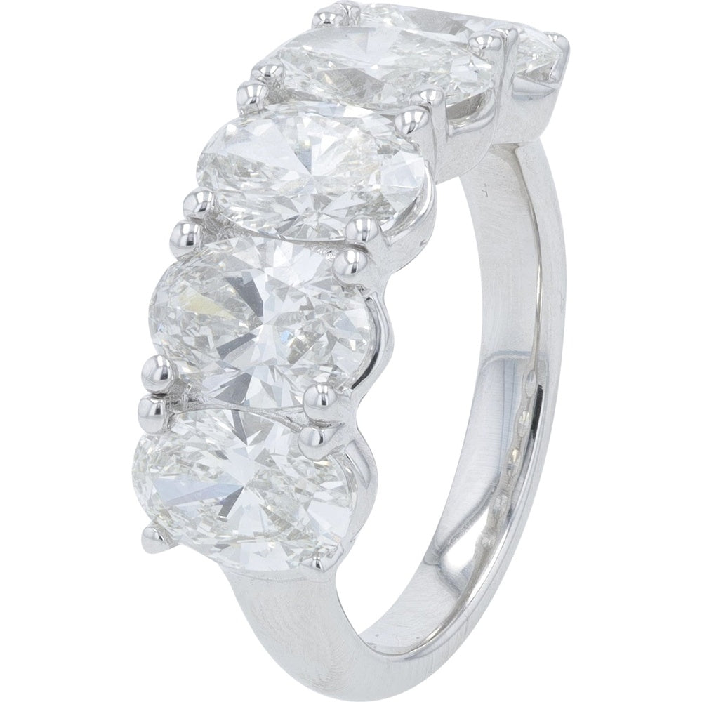 14K White Gold Band with Oval Lab Grown Diamonds - 4.60 Carat Total Diamond Weight