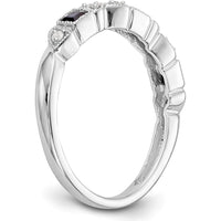 14K White Gold Band with Princess-Cut Blue Sapphires and Round Diamonds - 0.10 Carat Total Gem Weight by 0