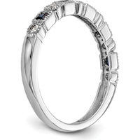 14K White Gold Band with Princess Cut Blue Sapphires and Round Diamonds - 0.10 Carat Total Gem Weight by 0