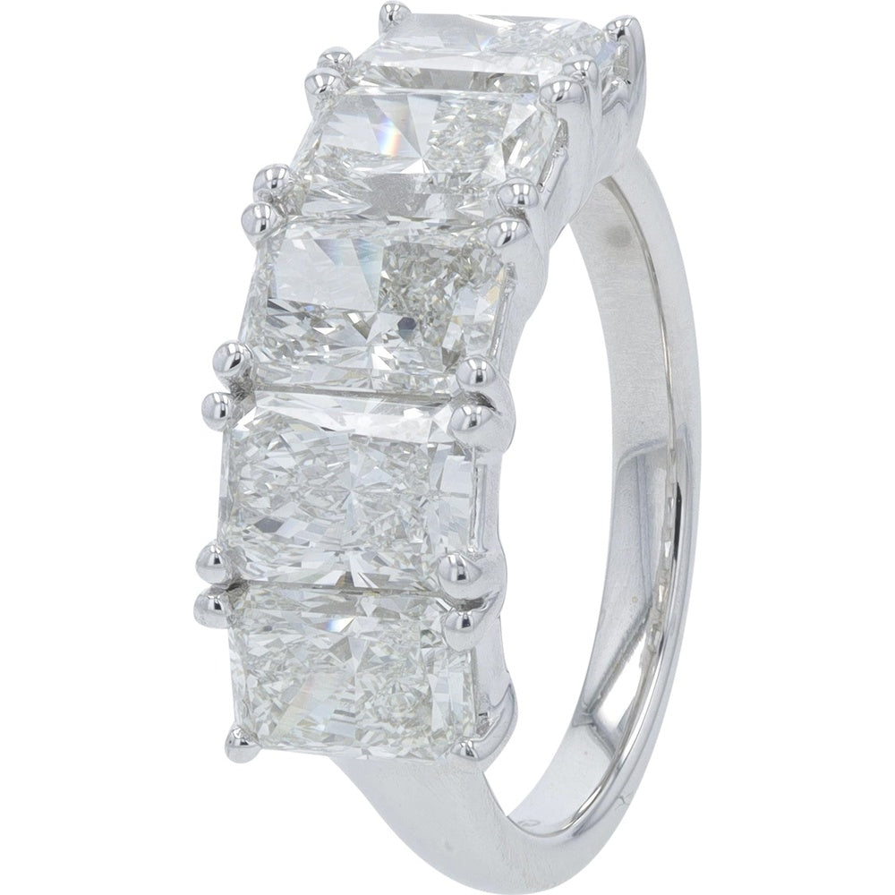 14K White Gold Band with Prong-Set Radiant Cut Lab Grown Diamonds - 4.50 Carat Total Diamond Weight