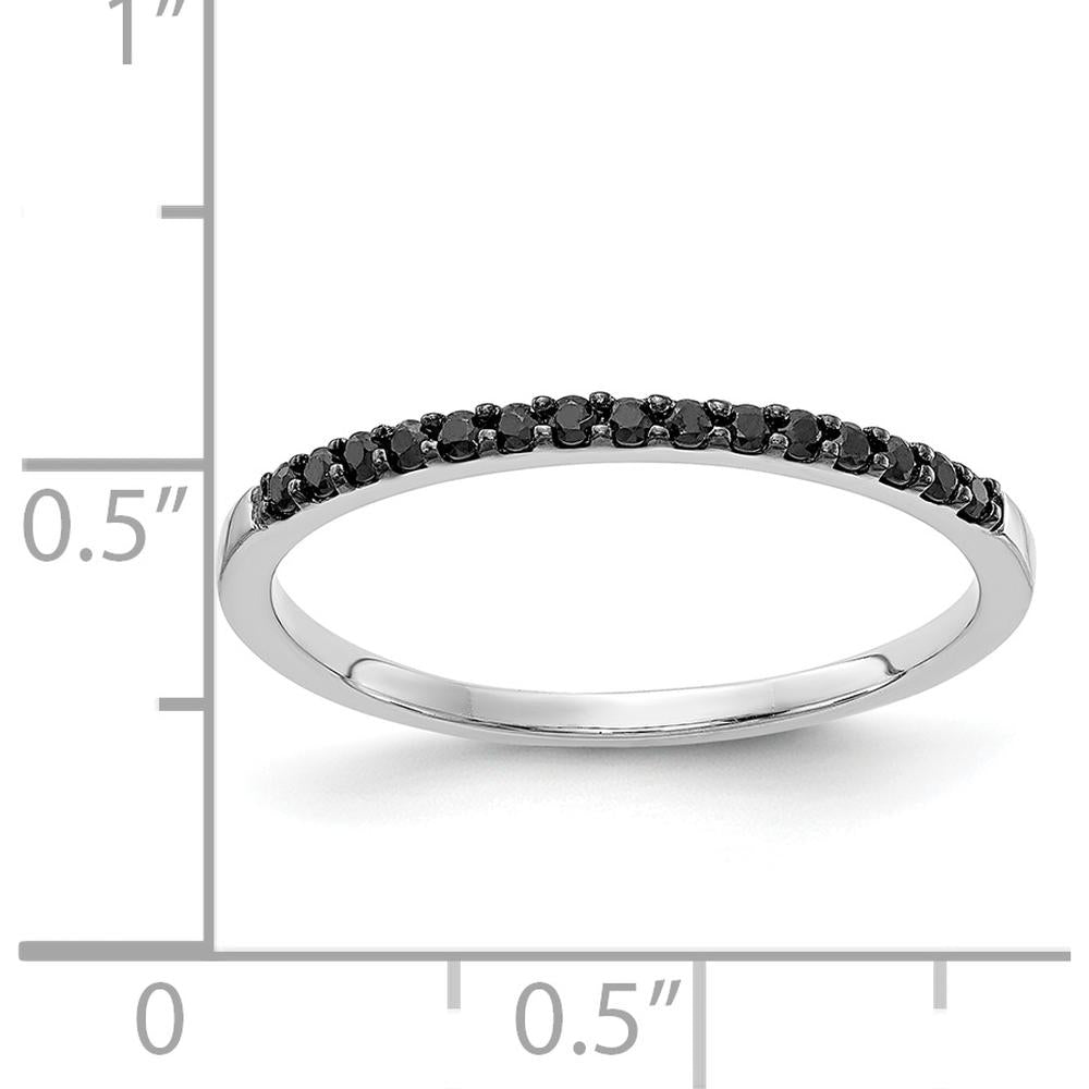 14K White Gold Band with Round Black Diamonds - 0.12 Carat Total Diamond Weight by 0