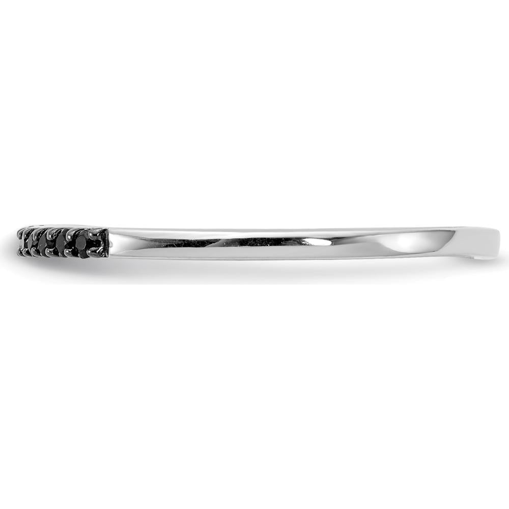14K White Gold Band with Round Black Diamonds - 0.12 Carat Total Diamond Weight by 0