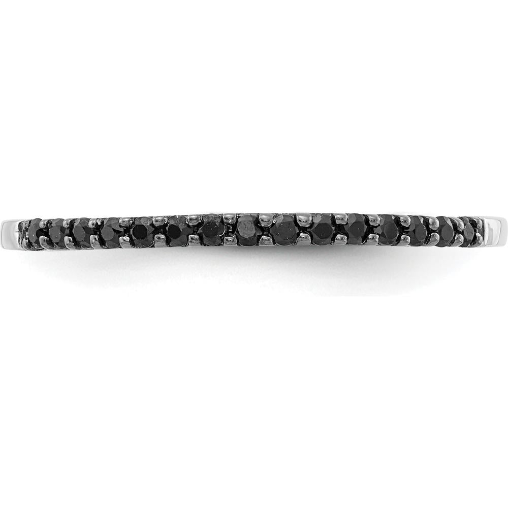 14K White Gold Band with Round Black Diamonds - 0.12 Carat Total Diamond Weight by 0