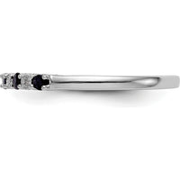 14K White Gold Band with Round Blue Sapphires and Diamonds - 0.06 Carat Sapphire & 0.01 Carat Diamond Total Weight by 0