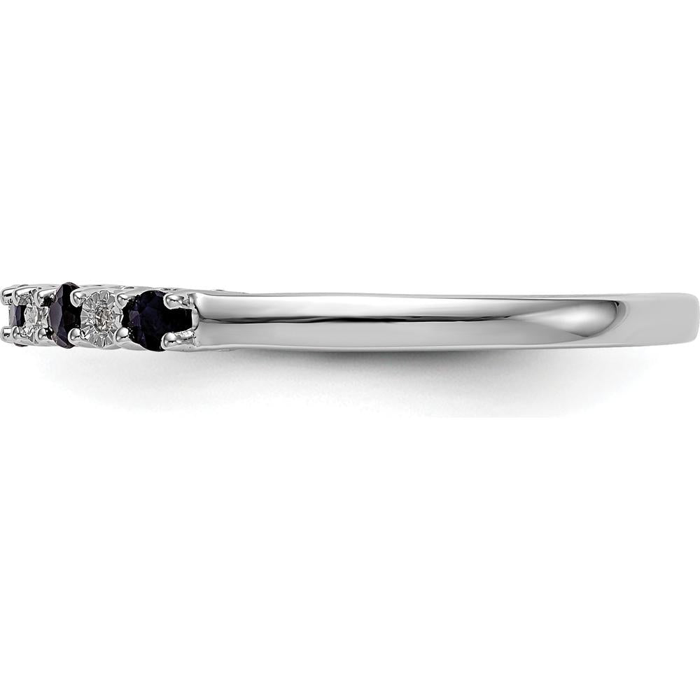 14K White Gold Band with Round Blue Sapphires and Diamonds - 0.06 Carat Sapphire & 0.01 Carat Diamond Total Weight by 0
