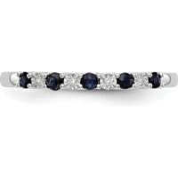 14K White Gold Band with Round Blue Sapphires and Diamonds - 0.06 Carat Sapphire & 0.01 Carat Diamond Total Weight by 0